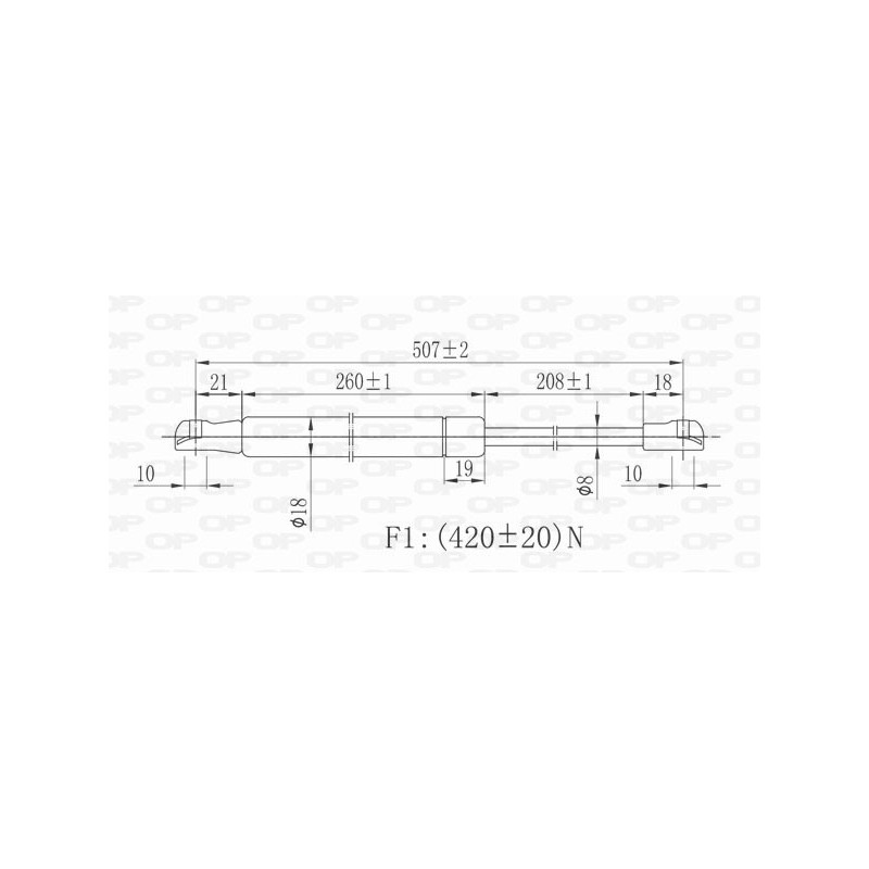 Molla A Gas destro Portellone posteriore (420N L.507MM) per Fiat Marea (185), Opel Agila e Suzuki Splash OP3059053