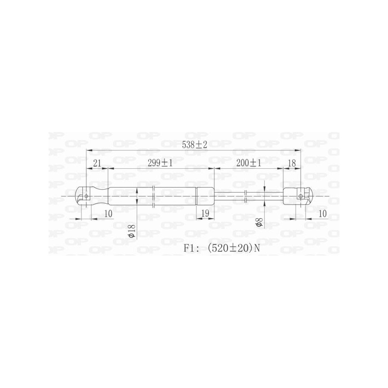 Molla A Gas destro/Sinistro Portellone posteriore (520N L.543MM) per Land Rover Freelander e Opel Meriva OP3509055