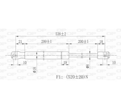 Molla A Gas destro/Sinistro Portellone posteriore (520N L.543MM) per Land Rover Freelander e Opel Meriva OP3509055 -