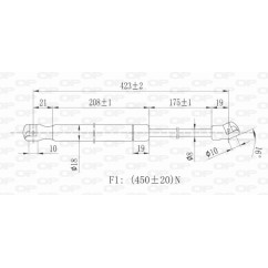 Molla A Gas destro/Sinistro Portellone posteriore (450N L.423MM) per Opel Astra H OP4109055