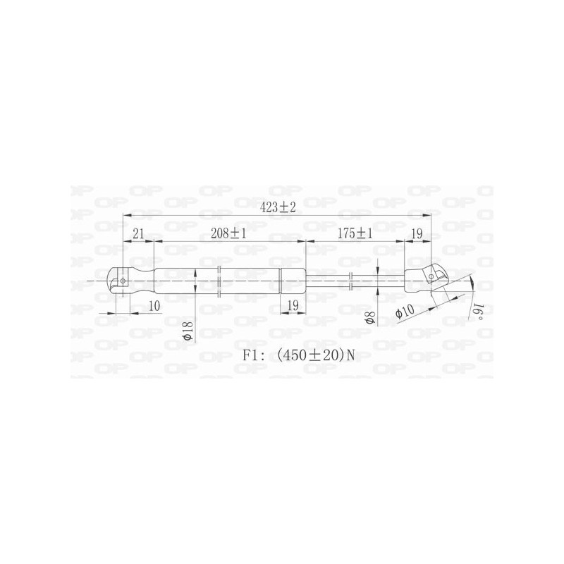 Molla A Gas destro/Sinistro Portellone posteriore (450N L.423MM) per Opel Astra H OP4109055