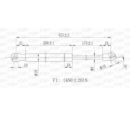 Molla A Gas destro/Sinistro Portellone posteriore (450N L.423MM) per Opel Astra H OP4109055 - 64-OP4109055 - 64-OP4109055