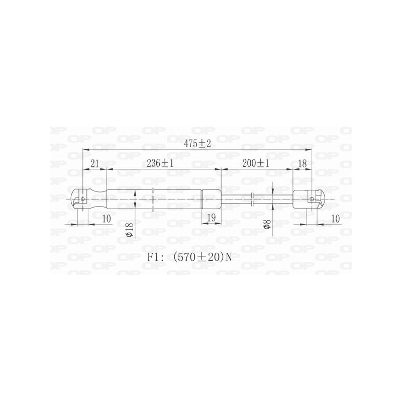 Molla A Gas destro/Sinistro Portellone posteriore (Mod. Sw/Van) (570N L.475MM) per Opel Astra H OP4109065