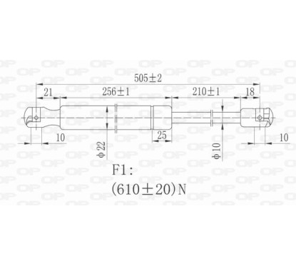 Molla A Gas destro/Sinistro Portellone posteriore (610N L.505MM) per Opel Zafira OP7179055 - 64-OP7179055 - 64-OP7179055