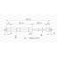 Molla A Gas destro/Sinistro Portellone posteriore (360N L.520MM) per Peugeot 206 e 206 Plus PG0099055 - 64-PG0099055 -