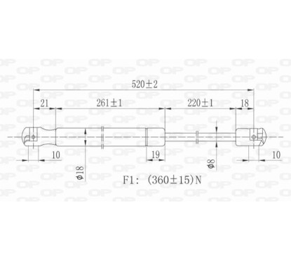 Molla A Gas destro/Sinistro Portellone posteriore (360N L.520MM) per Peugeot 206 e 206 Plus PG0099055 - 64-PG0099055 -