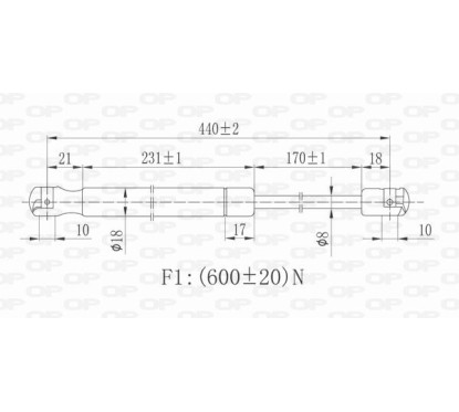 Molla A Gas destro/Sinistro Portellone posteriore (Mod. 5P.) (600N L.440MM) per Skoda Fabia SK3209055 - 64-SK3209055 -