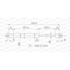Molla A Gas destro/Sinistro Portellone posteriore (325N L.526MM) per Volkswagen Polo VG0239055 - 64-VG0239055 - 64-VG0239055