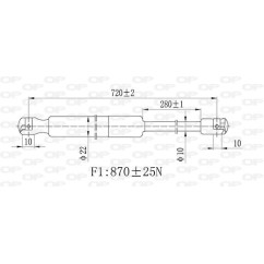 Molla A Gas destro/Sinistro Portellone posteriore (870N L.720MM) per Volkswagen Caddy VG9049055