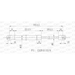Molla A Gas destro/Sinistro Portellone posteriore (300N L.445MM) per Fiat Punto (176) FT1329055