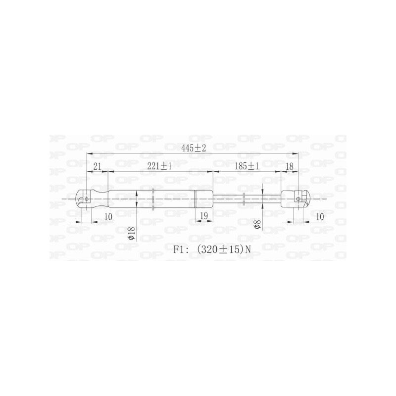 Molla A Gas destro/Sinistro Portellone posteriore (300N L.445MM) per Fiat Punto (176) FT1329055