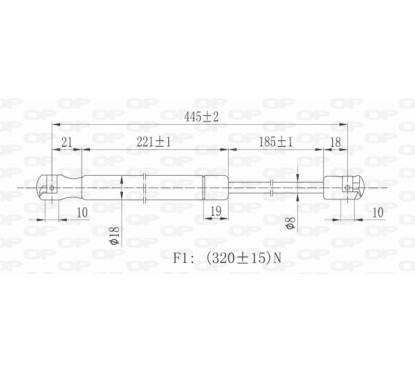 Molla A Gas destro/Sinistro Portellone posteriore (300N L.445MM) per Fiat Punto (176) FT1329055 - 64-FT1329055 - 64-FT1329055