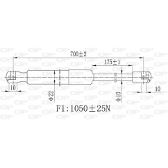 Molla A Gas destro/Sinistro Portellone posteriore (1050N per Citroen Jumpy, Fiat Scudo e Ulysse e altri modelli FT9239055 -