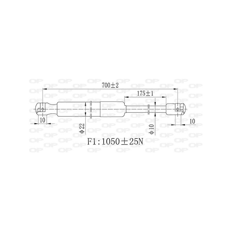Molla A Gas destro/Sinistro Portellone posteriore (1050N per Citroen Jumpy, Fiat Scudo e Ulysse e altri modelli FT9239055