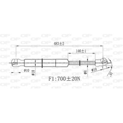 Molla A Gas destro/Sinistro Portellone posteriore (700N L.483MM) per Opel Meriva OP3549055