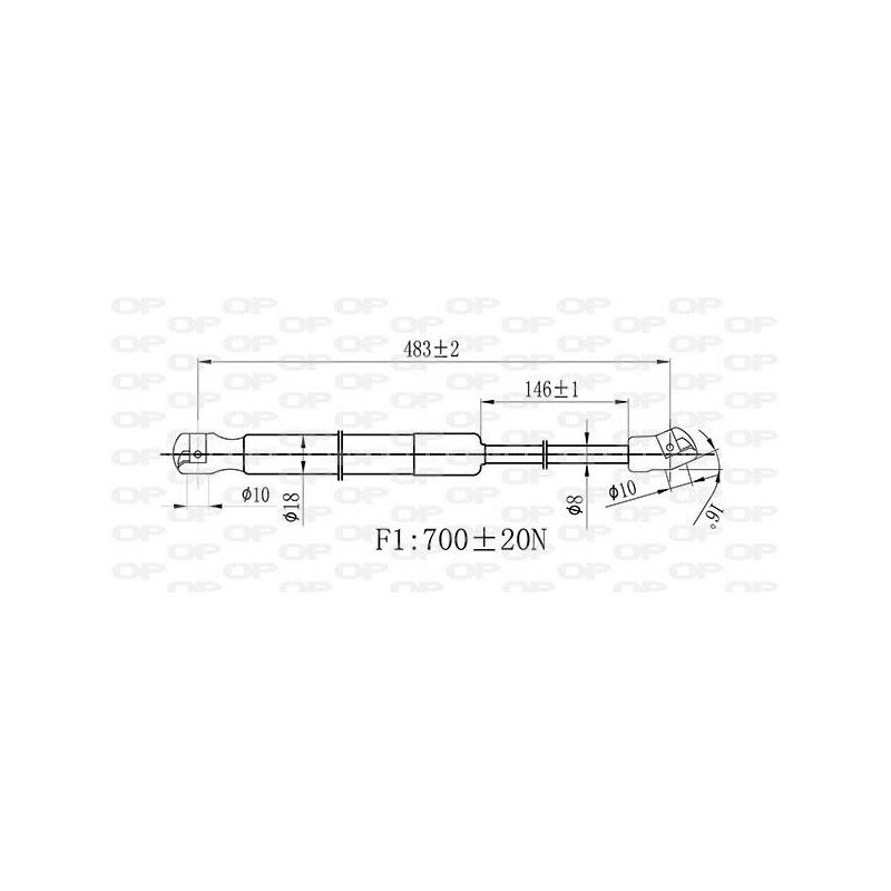 Molla A Gas destro/Sinistro Portellone posteriore (700N L.483MM) per Opel Meriva OP3549055