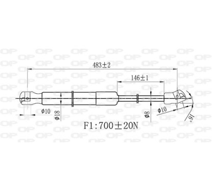 Molla A Gas destro/Sinistro Portellone posteriore (700N L.483MM) per Opel Meriva OP3549055 - 64-OP3549055 - 64-OP3549055