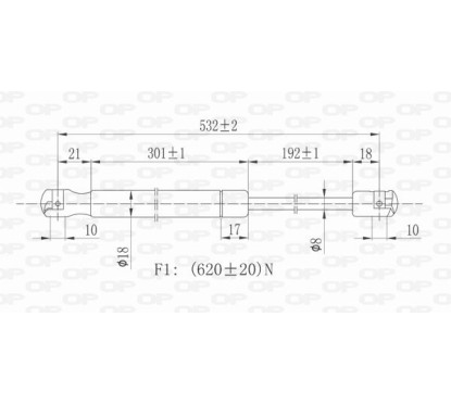 Molla A Gas Portellone posteriore destro/Sinistro per Peugeot 308 e Ssangyong (Kgm) Kyron GSR6142.00 - 80-GSR6142.00 -